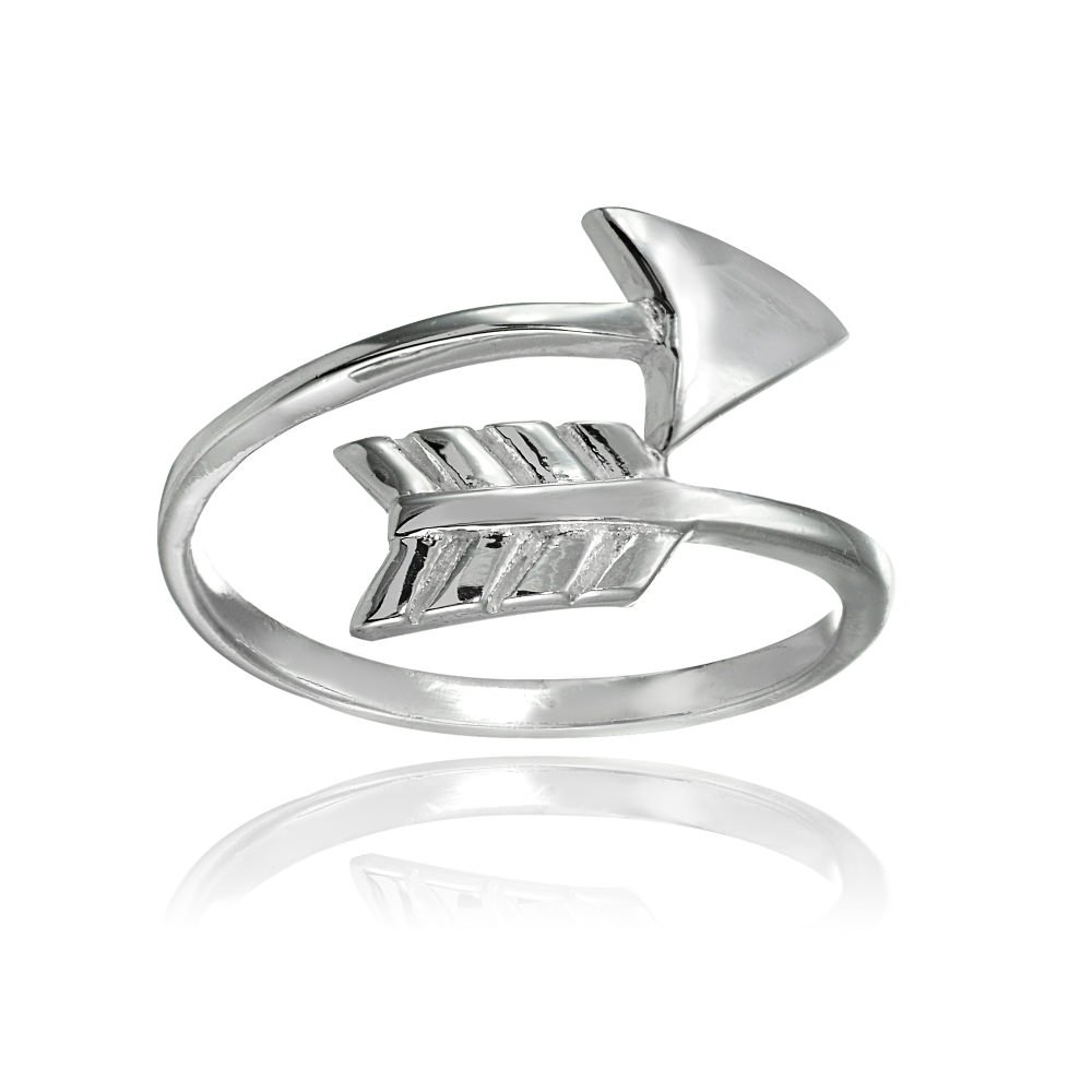 Hoops & Loops Sterling Silver High Polished Arrow Wrap Ring, Size 7