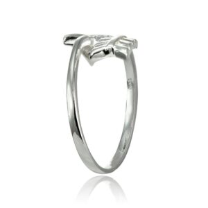 Hoops & Loops Sterling Silver High Polished Arrow Wrap Ring, Size 7