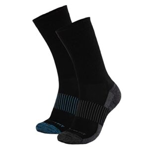 copper fit unisex adult crew sport - 2 pack running socks, black, large-x-large us