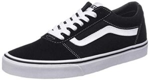 vans men's ward sneaker, black suede canvas black white c24, 10.5