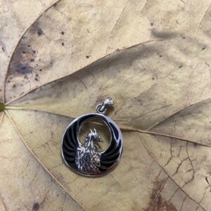 Jewelry Trends Sterling Silver Phoenix Fire Bird Pendant Created Black Onyx