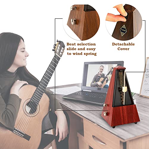 Tempi Mechanical Metronome for Musicians - 2 Year Warranty - Metronome for Piano/Guitar/Violin, Metronome Music for Adults and Kids (Molded Teak Grain Veneer)