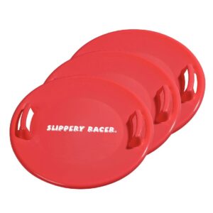 Slippery Racer Downhill Pro 26 Inch Diameter Cold Resistant Saucer Disc Outdoor Winter Kids Toy Snow Sled, Red (3 Pack)