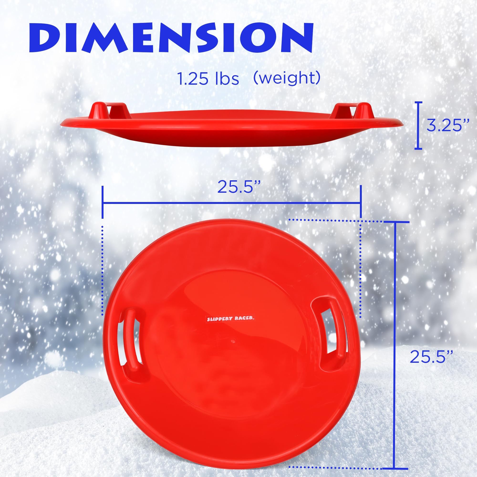 Slippery Racer Downhill Pro 26 Inch Diameter Cold Resistant Saucer Disc Outdoor Winter Kids Toy Snow Sled, Red (3 Pack)