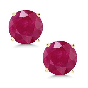 Gem Stone King 14K Yellow Gold Round 5MM Gemstone Birthstone Stud Earrings | Gold Earrings for Women