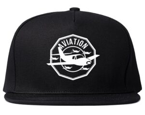 aviation airplane aviator snapback hat cap black