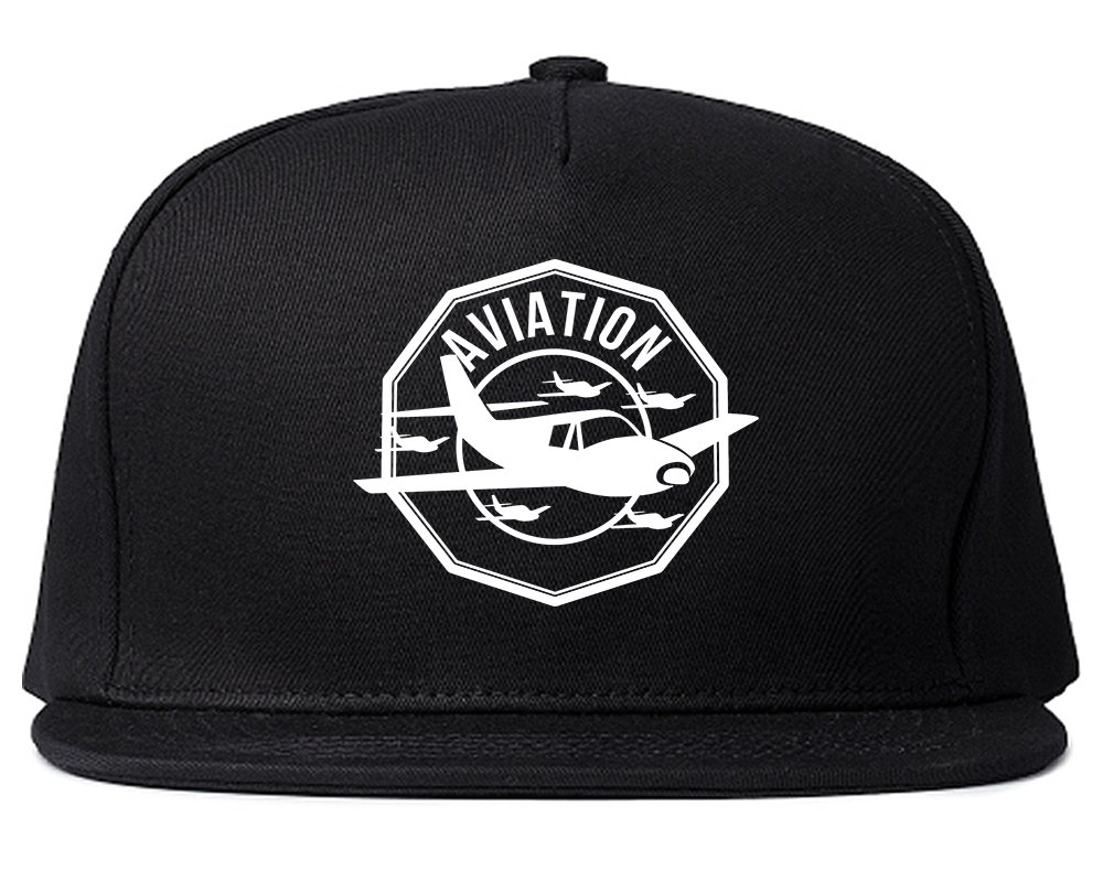 Aviation Airplane Aviator Snapback Hat Cap Black