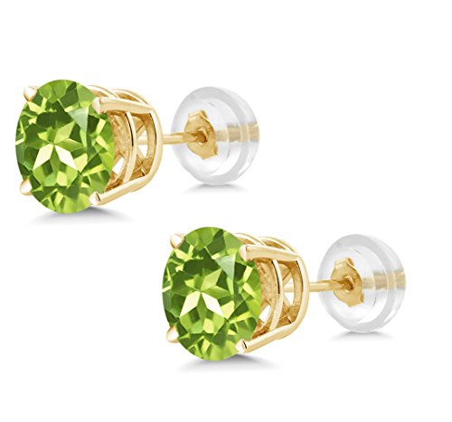 Gem Stone King 14K Yellow Gold Round 5MM Gemstone Birthstone Stud Earrings | Gold Earrings for Women