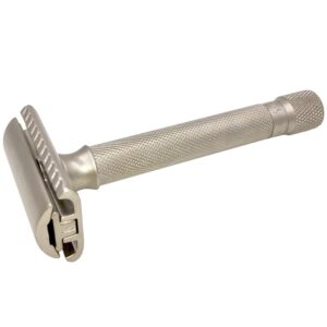 The Parker Variant ADJUSTABLE Double Edge Safety Razor, Customize your Shave with a Turn of the Dial from Mild to Aggressive - 5 Blades Included (SATIN CHROME)