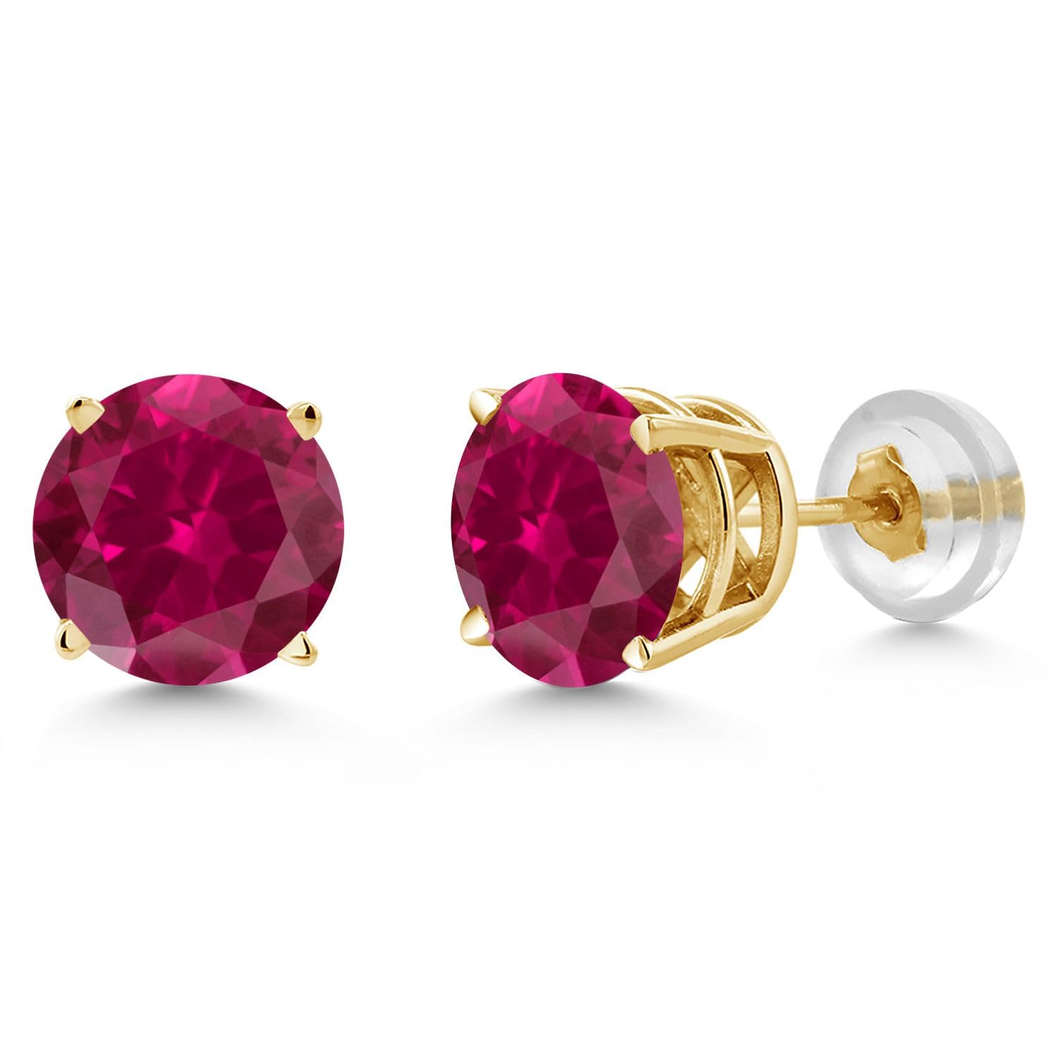 Gem Stone King 14K Yellow Gold Gemstone Birthstone Stud Earrings | Round 6MM | Gold Earrings for Women