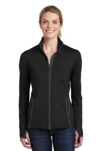 sport-tek ladies sport-wick stretch contrast full-zip jacket. lst853