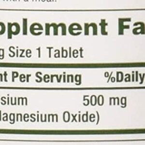 Nature's Bounty Magnesium Oxide 500mg, 100 Tablets