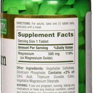 Nature's Bounty Magnesium Oxide 500mg, 100 Tablets