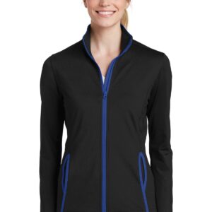 SPORT-TEK Ladies Sport-Wick Stretch Contrast Full-Zip Jacket. LST853