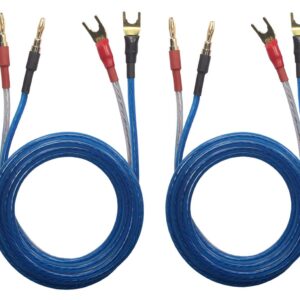 KK YB-ZB 1pair set(4 Spade Plug & 4 Banana Plug) HIFI OFC Speaker Wire, Spade Plug to Pin Type Plug 1.5M(4.92ft)/3M(9.84ft)/5M(16ft), KK YB-ZB (3M(9.84ft))