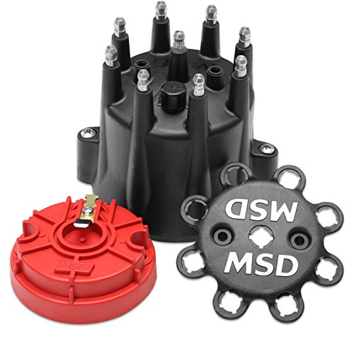 MSD 84336 Black Chevy V8 HEI Distributor Cap and Rotor