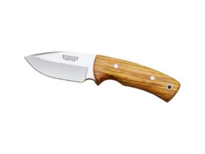 joker pecari skinning knife, 3.34 in mova blade, leather sheath, olive wood handles, 170 grams, co22 + multipurpose gift card