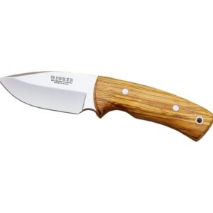 Joker Pecari skinning knife, 3.34 in MOVA blade, leather sheath, olive wood handles, 170 grams, CO22 + multipurpose gift card