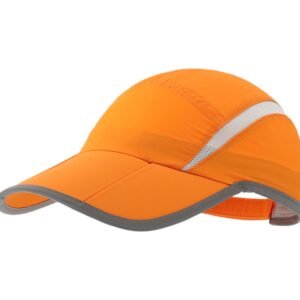 Connectyle Foldable Mesh Sun Cap Outdoor Sports Hat Breathable Sun Runner Cap with Reflective Trim Orange