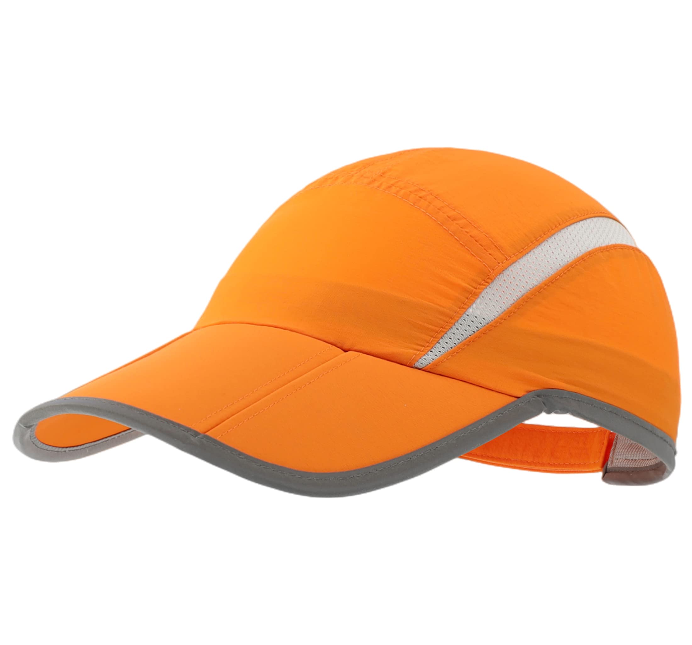 Connectyle Foldable Mesh Sun Cap Outdoor Sports Hat Breathable Sun Runner Cap with Reflective Trim Orange