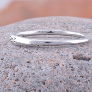 SILVERCLOSEOUT Rhodium Plated Sterling Silver Thin Stackable Womens Love Ring Thin Stacking Rings- Size 11