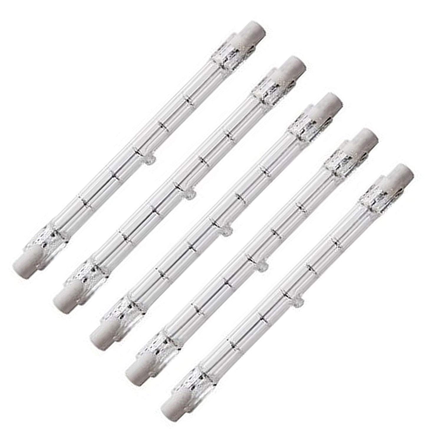 CTKcom 500-Watt 4.7-Inch J Type T3 Halogen Bulbs(5 pack) - 118mm Double Ended 500 Watt 120 Volts T3 Halogen Bulbs R7S Double Ended Filament Flood Lights Quartz Tube Lamps 120V