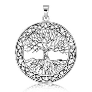 withlovesilver solid 925 sterling silver celtic knots tree of life earth root pendant