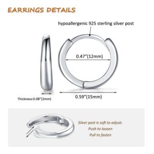 Sterling Silver Hoop Earrings for Women, Huggie Earrings Cartilage Hoop Earring Hypoallergenic Earrings Small Hoop Earrings Ear Cuffs for Women Men