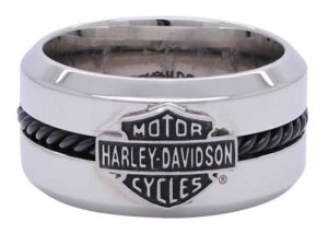 harley-davidson men's black stainless steel wire bar & shield ring hsr0032 (12)