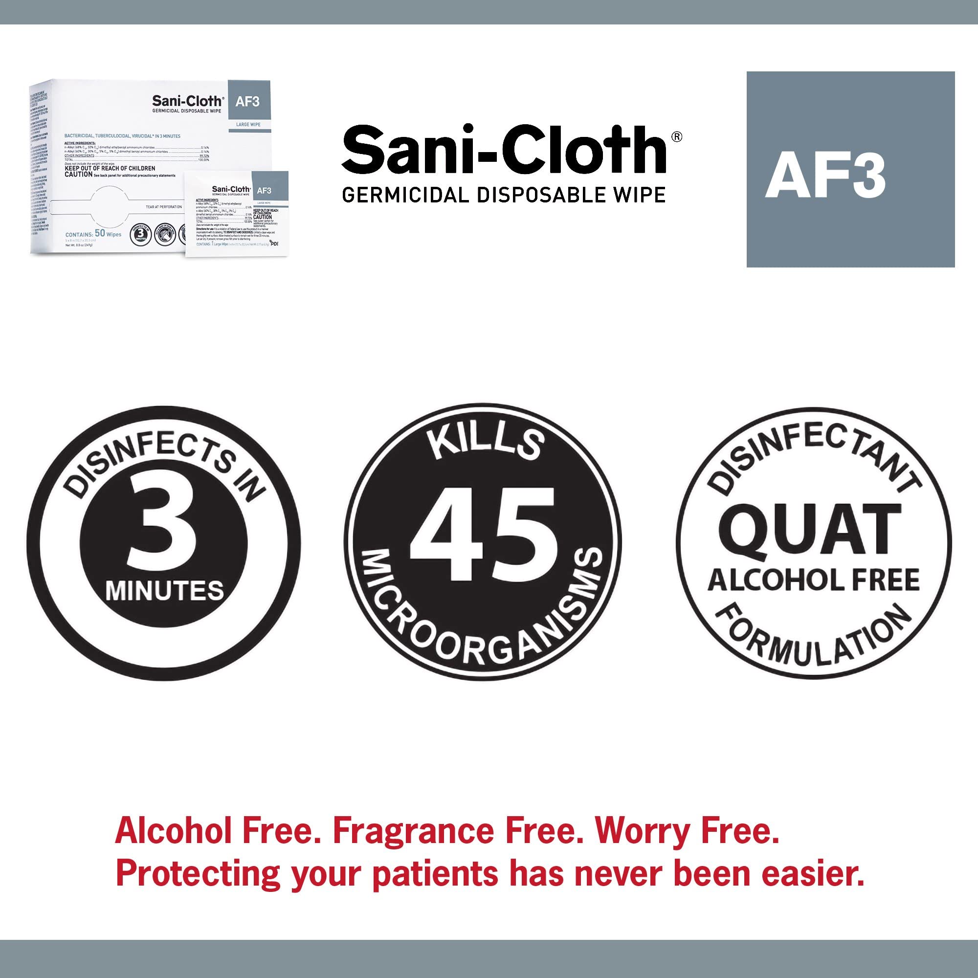 PDI H59200 Sani-Cloth AF3 Wipes, Large Individual Packets, 5" x 8", Fragnance free, White