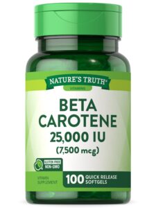 beta carotene 25000 iu softgels | 100 count | vitamin a supplement | non-gmo and gluten free supplement | by nature's truth