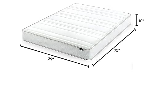 ZINUS 10 Inch Foam and Spring Mattress, Twin, CertiPUR-US Certified Foams, Mattress in A Box, White