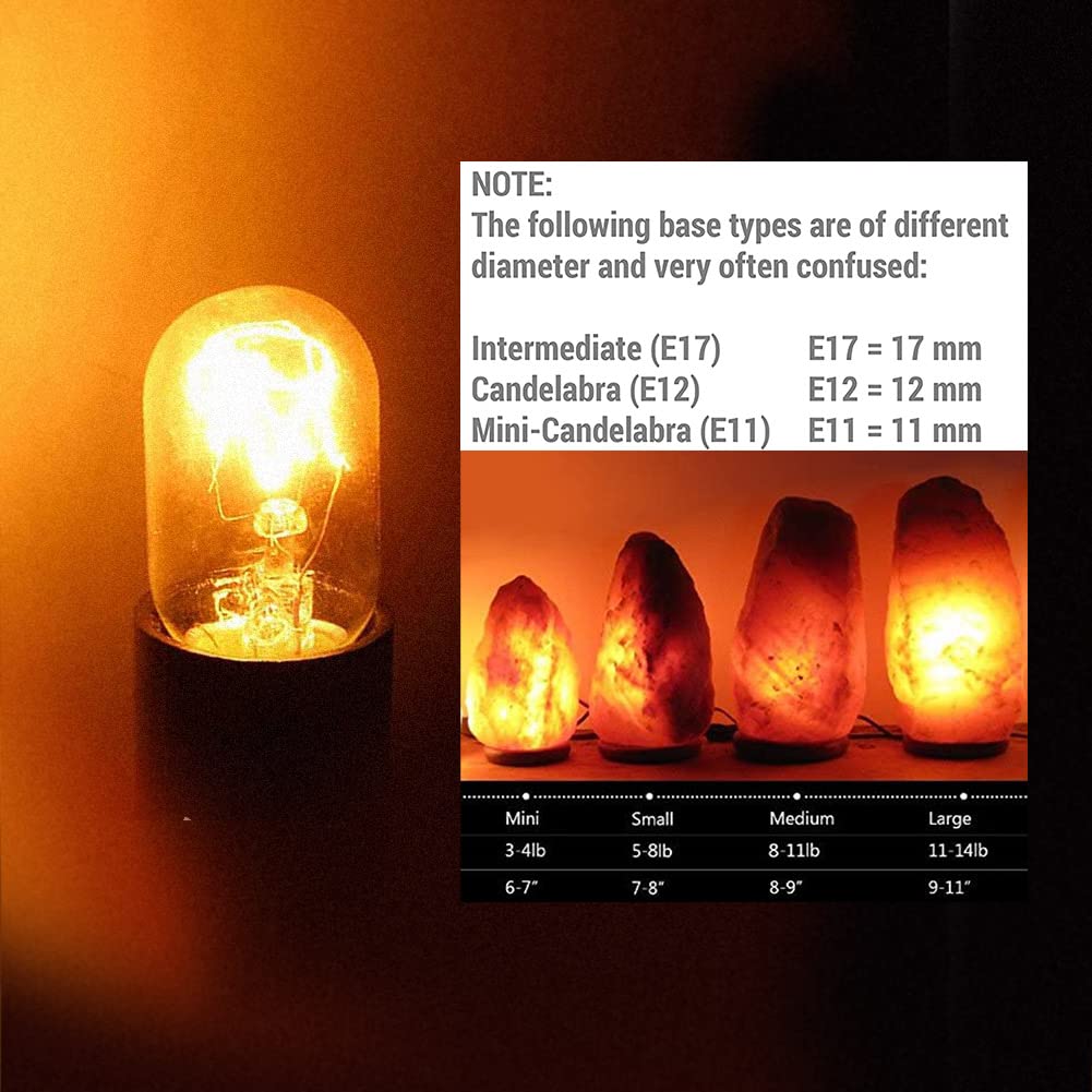 Parts Express Himalayan Salt Lamp Bulbs Original Salt Lamp, 6Pack E12 Candelabra Base Replacement Light Bulbs, 15 Watt Incandescent Bulbs for Plug-in Night Light (6, E12 15W T20)