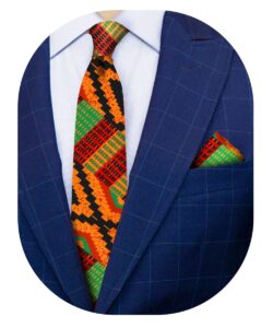 vittorio farina premium kente necktie & matching pocket square set (kente #2)