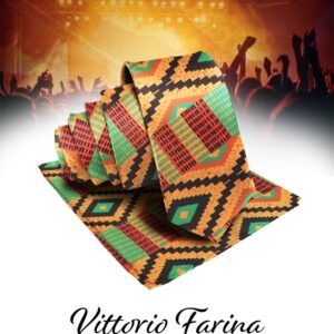 Vittorio Farina Premium Kente Necktie & Matching Pocket Square Set (Kente #2)