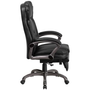 Flash Furniture Martin High Back Black LeatherSoft Executive Reclining Ergonomic Swivel Office Chair with Outer Lumbar Cushion and Arms