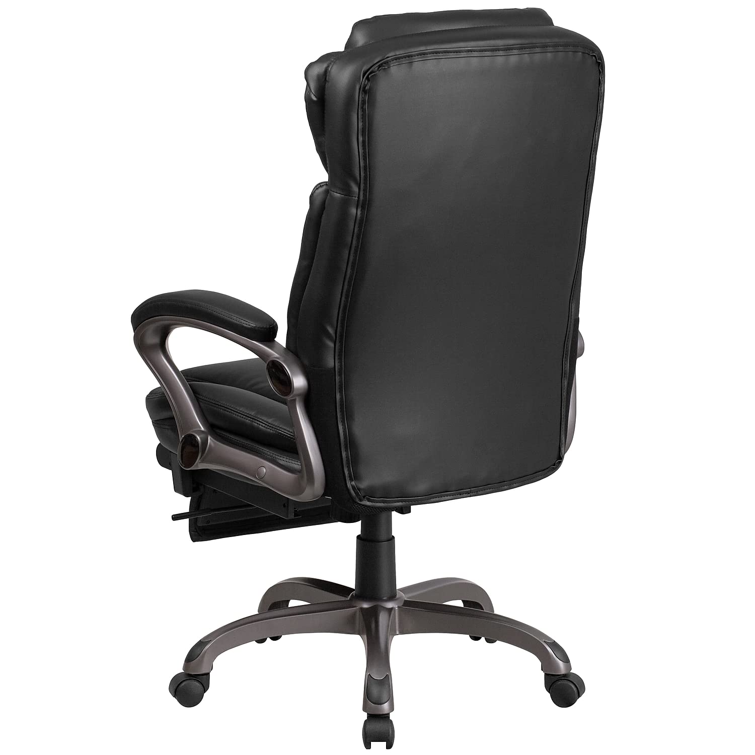 Flash Furniture Martin High Back Black LeatherSoft Executive Reclining Ergonomic Swivel Office Chair with Outer Lumbar Cushion and Arms