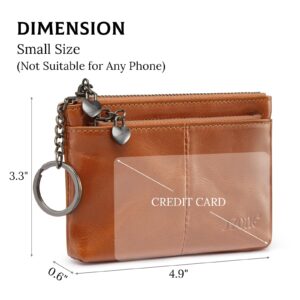 S-ZONE Genuine Leather Coin Purse Women Small Change Wallet Pouch Card Holder with Keychain Gift Box