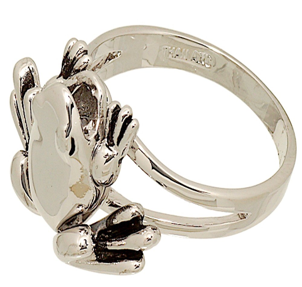 Glamour Rings Polished Silvertone Frog Fashion Ring with Moveable Legs Size 8