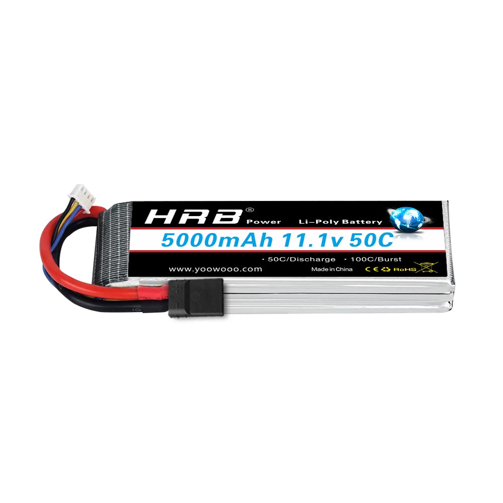 HRB 3S 5000mAh Lipo Battery 11.1V 50C RC Lipo Battery with TR Plug Compatible with RC Helicopter Airplane Quadcopter Car Truck Boat