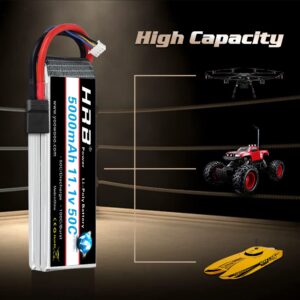 HRB 3S 5000mAh Lipo Battery 11.1V 50C RC Lipo Battery with TR Plug Compatible with RC Helicopter Airplane Quadcopter Car Truck Boat