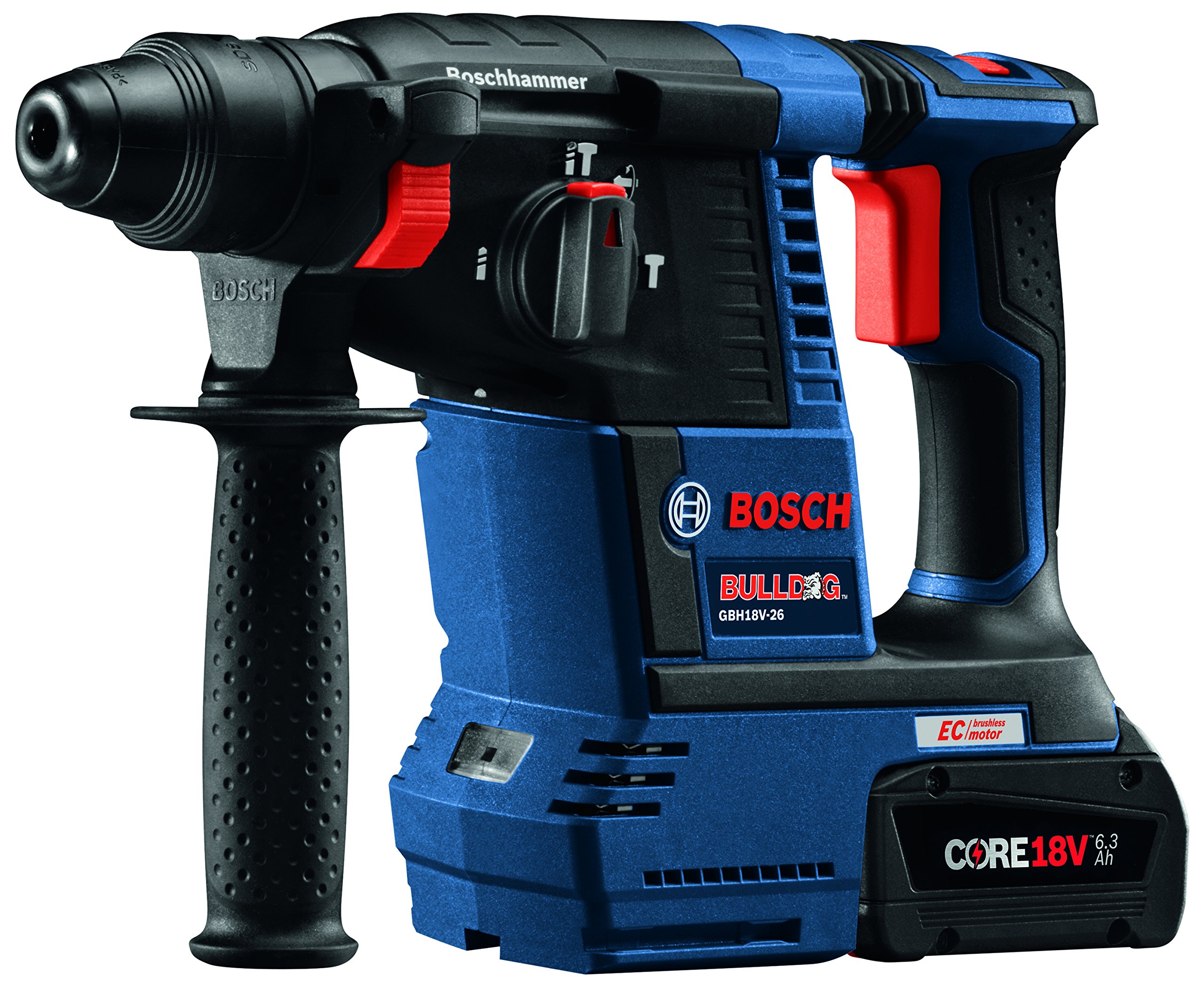 Bosch GBH18V-26K24 18V EC Brushless 1" SDS-plus Bulldog Rotary Hammer Kit with CORE18V 6.3 Ah Batteries