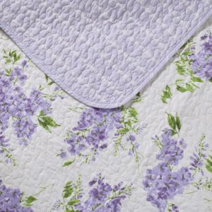 Laura Ashley - Queen Quilt Set, Reversible Cotton Bedding with Matching Shams, Lightweight Decor for All Seasons (Keighley Lilac, Queen)