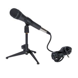 Bearstar Universal Adjustable Desk Microphone Stand Portable Foldable Tripod MIC Tabletop Stand with Small Plastic Microphone Clip Such as Sm57 Sm58 Sm86 Sm87