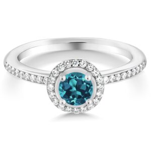 gem stone king 925 sterling silver london blue topaz ring for women (0.69 cttw, gemstone birthstone, available in size 5,6,7,8,9)