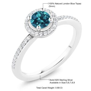 Gem Stone King 925 Sterling Silver London Blue Topaz Ring For Women (0.69 Cttw, Gemstone Birthstone, Available In Size 5,6,7,8,9)