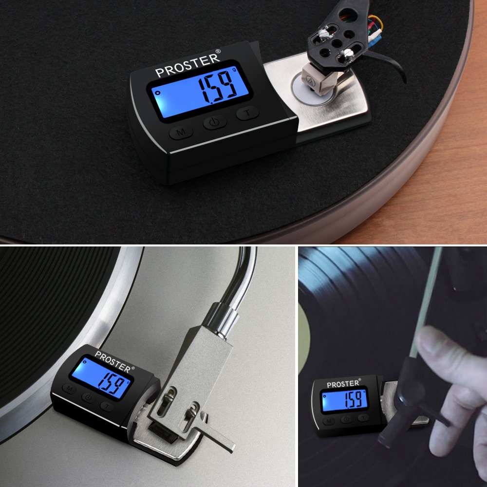 Proster 5g/0.01g Turntable Stylus Force Tracking Scale Phono Turntable Cartridge Pressure Gauge Tone Arm Scale Record Stylus Alignment with LCD Backlight for Tonearm Phono Cartridge