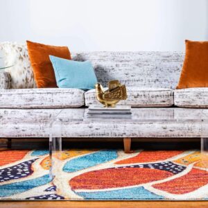 Unique Loom Positano Collection Coastal Modern Abstract Oceanic Rust Red Area Rug (9' x 12')