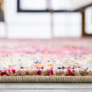 Unique Loom Monterey Collection Vintage Bohemian Inspired with Distressed Tribal Design Area Rug, 8 x 10 ft, Pink/Yellow