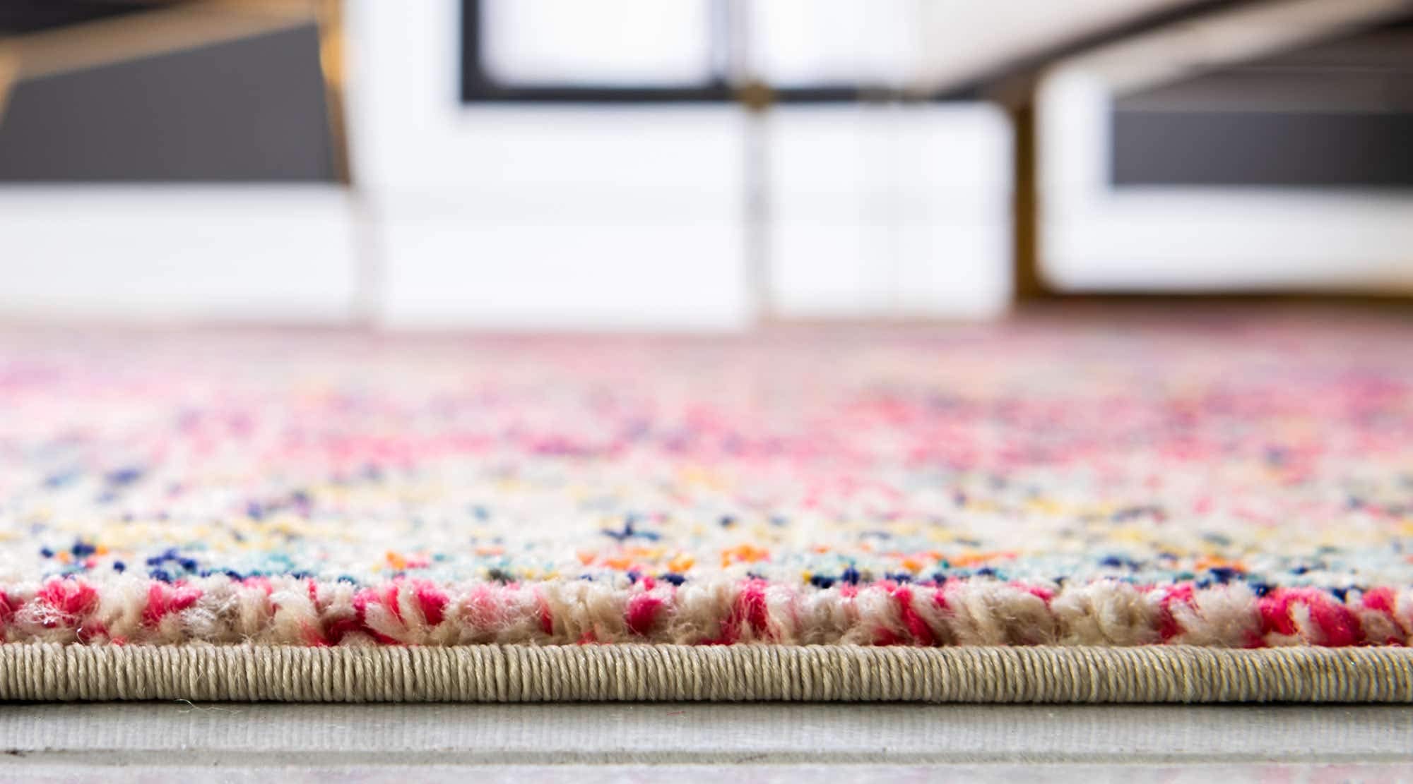 Unique Loom Monterey Collection Vintage Bohemian Inspired with Distressed Tribal Design Area Rug, 8 x 10 ft, Pink/Yellow